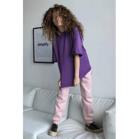 Mad Girls Oversize Purple T-shirt MG1354 - Mor