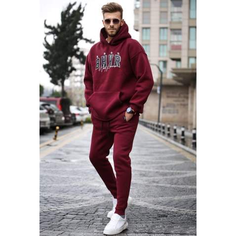 Madmext Maroon Tracksuit For Men 5664 - Bordo