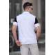 Men Striped White Polo T-Shirt 5685 - Beyaz