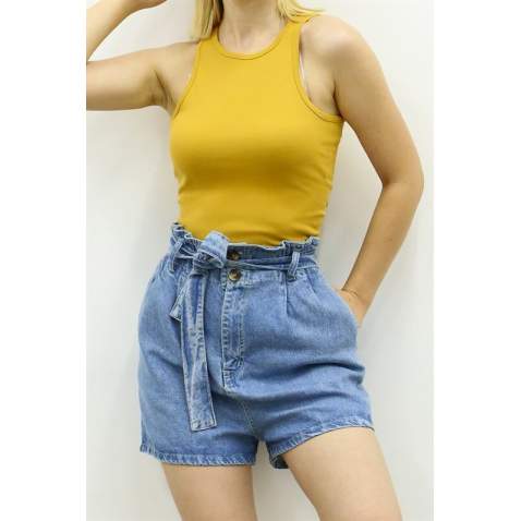 Mad Girls Mustard Crop Top MG361 - Hardal