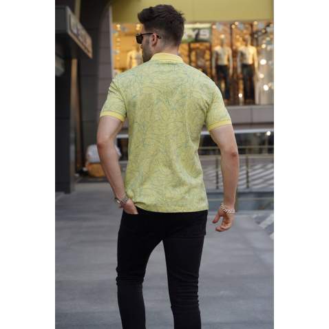 Men Designed Yellow Polo T-Shirt 5876 - Sarı