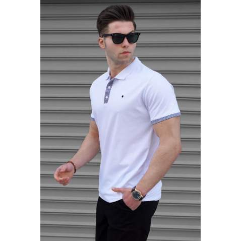 Men White Polo T-Shirt - Beyaz