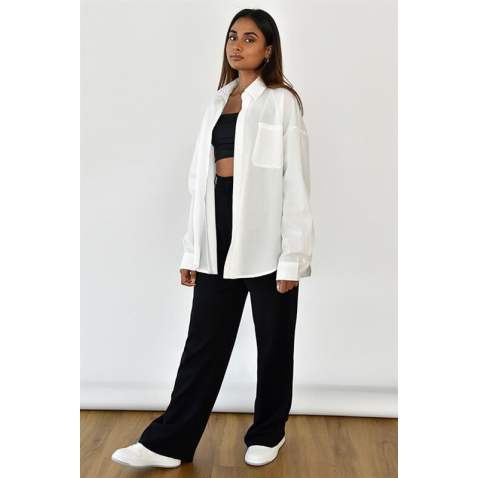 White Oversize Basic Poplin Shirt MG1530 - Beyaz