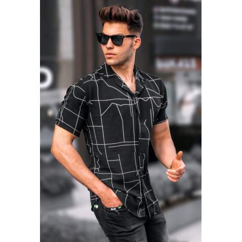 Madmext Men Designed Black Shirt 5539 - Siyah