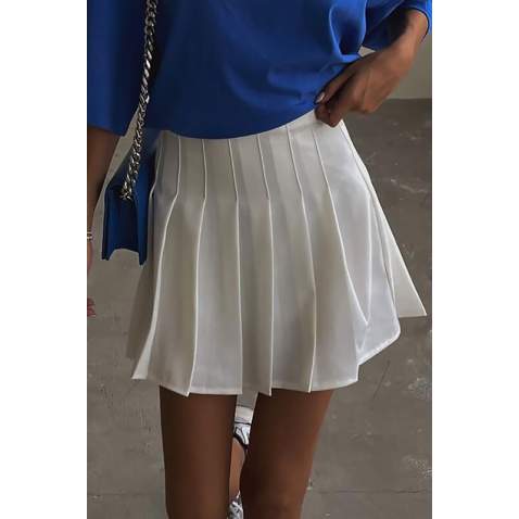 Mad Girls Pleated White Skirt MG1385 - Beyaz