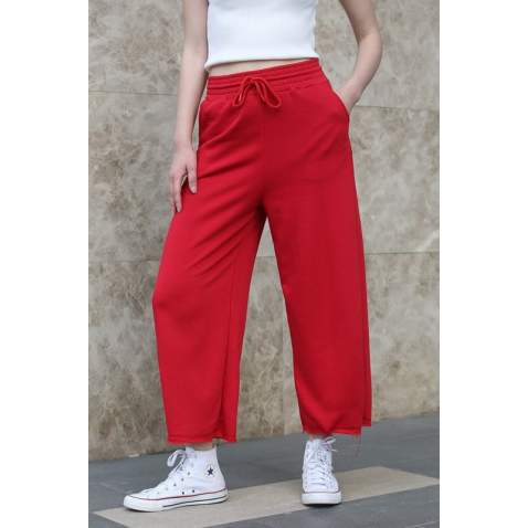 Mad Girls Red Bell Bottom Sweatpants MG1100 - Kırmızı