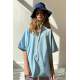 Mad Girls Oversize Blue T-shirt MG1354 - Mavi