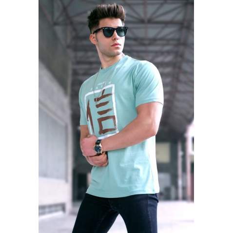 Madmext Men Printed Almond Green T-Shirt 5390 - Çağla yeşili