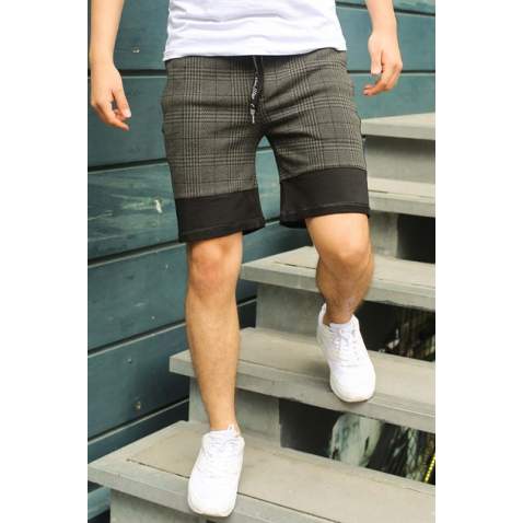 Madmext Dark Grey Striped Capri for Men 2902 - Haki