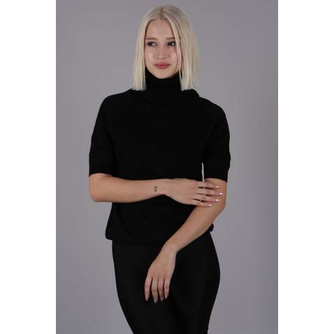 Black High Neck Knitwear Sweater MG1565 - Siyah