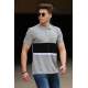 Madmext Grey Two-Tone Polo Shirt for Men 3084 - Gri