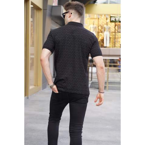 Men Designed Black Polo T-Shirt 5889 - Siyah