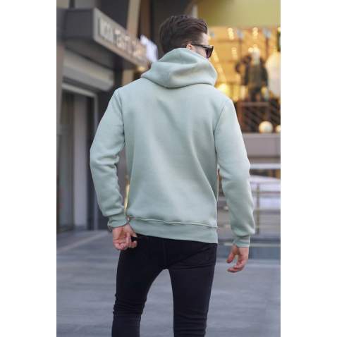 Madmext Mint Yeşili Fermuar Detaylı Kapüşonlu Sweatshirt 1767 - Mint yeşili