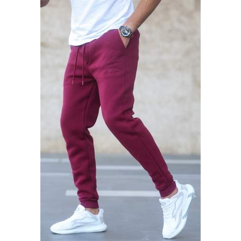 Madmext Men Plain Maroon Sweatpants 5433 - Bordo