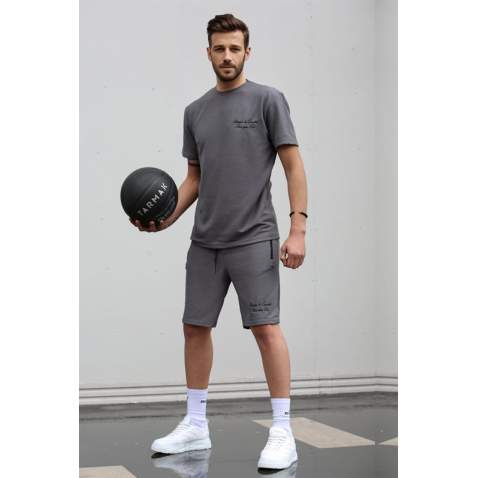 Madmext Men Printed Smoke Gray Shorts Outfit 5820 - Füme