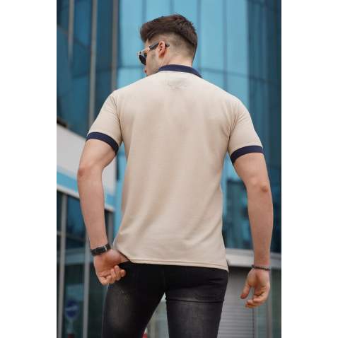 Men Basic Beige Polo T-Shirt - Bej