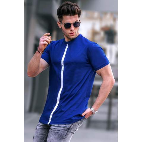 Madmext Men Printed Navy Blue T-shirt 5378 - Lacivert