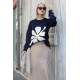 Women Designed Navy Blue Oversize Sweater MG1427 - Lacivert