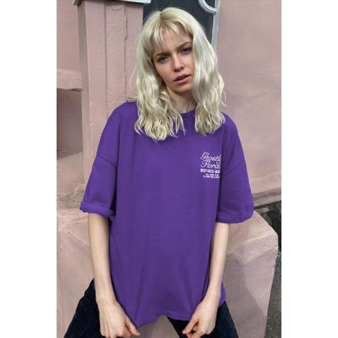 Purple Printed Oversize T-Shirt MG1513 - Mor