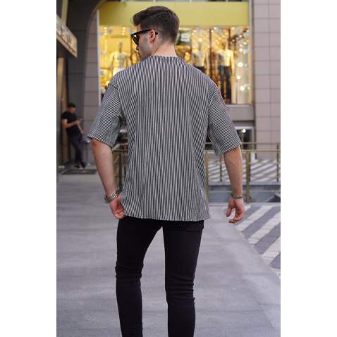 Men Striped Black Shirt 5863 - Siyah