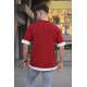 Men Basic Maroon Oversize T-Shirt 5802 - Bordo