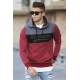 Hooded Striped Sweatshirt Burgundy 2815 - Bordo