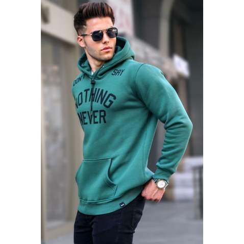 Green Printed Hoodie Sweatshirt 5898 - Yeşil