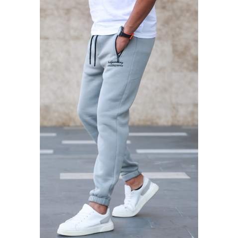 Madmext Light Gray Embroidered Sweatpants For Men 5434 - Boyalı gri