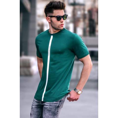 Madmext Men Printed Dark Green T-shirt 5378 - Koyu yeşil