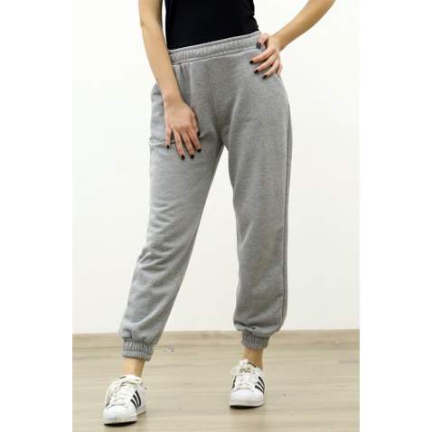 Mad Girls Smoke Gray Plain Sweatpants MG304 - Füme