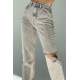 Smoke Gray Ripped Straight Fit Jeans MG1317 - Füme