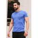 Madmext Blue Printed T-shirt for Men 3033 - Sax mavi