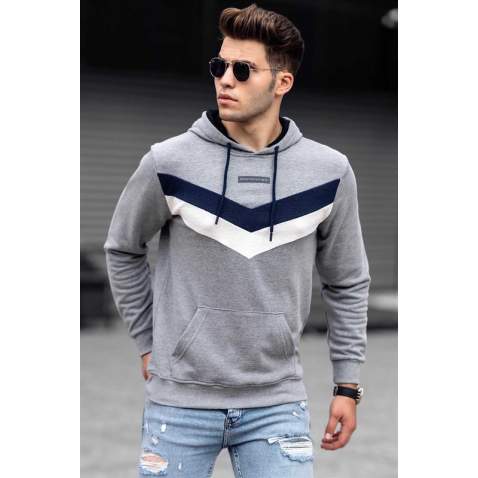 Madmext Gray Hooded Men Sweatshirt 4724 - Gri