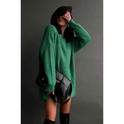 Mad Girls Oversize Green Sweater MG1344 - Yeşil