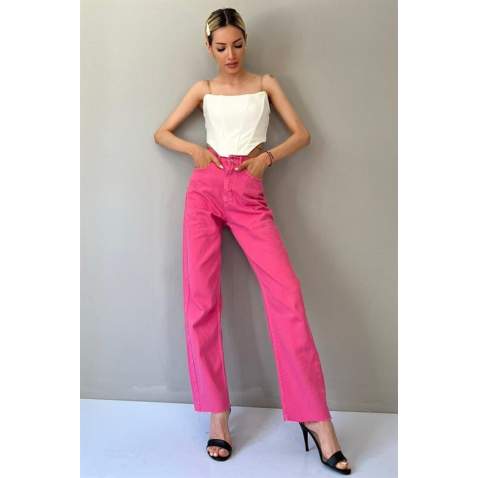 Mad Girls Pink Palazzo Jeans Mg1189 - Pembe