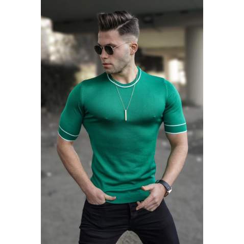 Madmext Men Knitwear Green T-shirt 5080 - Yeşil