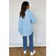 Blue Oversize Basic Poplin Shirt MG1530 - Mavi