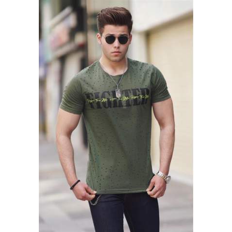 Madmext Khaki Rapped T-shirt for Men 592 - Haki