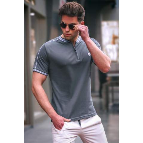 Madmext Men Smoke Gray Polo T-shirt 9281 - Füme