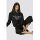 Mad Girls Black Printed Women Sweatshirt MG775 - Siyah