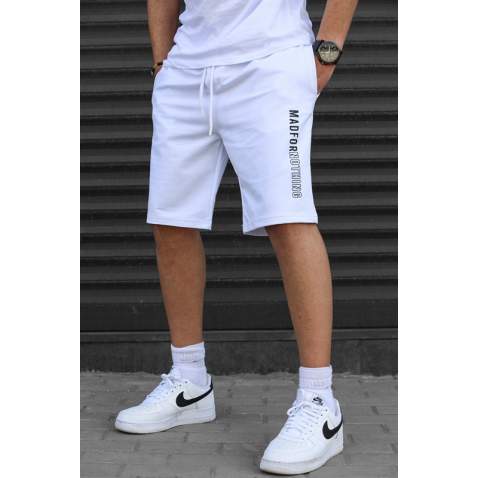 Madmext White Capri Shorts 5403 - Beyaz