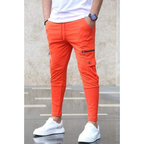 Madmext Orange Zipper Detailed Sweatpants 2937 - Turuncu