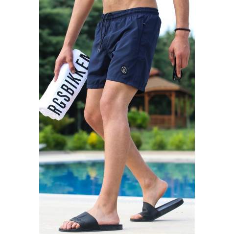 Men Basic Navy Blue Swim Shorts - Lacivert