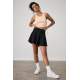 Women Black Pleated Basic Mini Tennis Skirt - Siyah