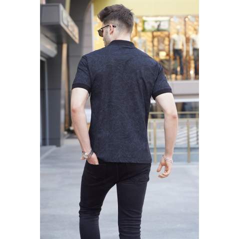 Men Designed Black Polo T-Shirt 5876 - Siyah