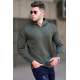 Madmext Men Khaki Knitted Hoodie Sweater 5293 - Haki