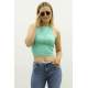 Mad Girls Mint Green Crop Top MG361 - Mint yeşili