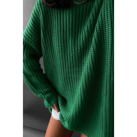 Mad Girls Oversize Green Sweater MG1344 - Yeşil