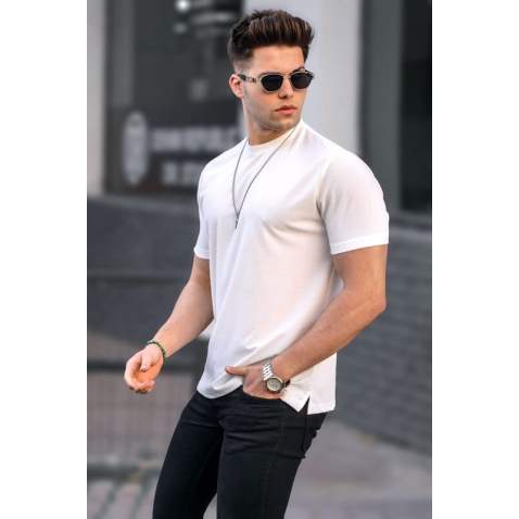 Men White Basic T-Shirt 5847 - Beyaz