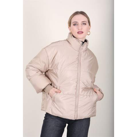 Mad Girls Beige Puffer Jacket MG1301 - Bej